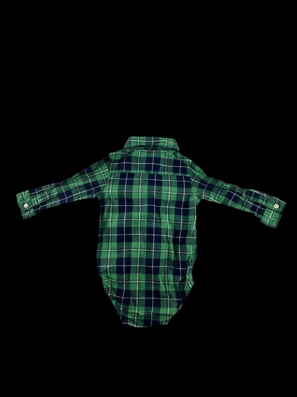 Carter's Navy and Green Plaid Matching Set with drawstring waist jeans 12m